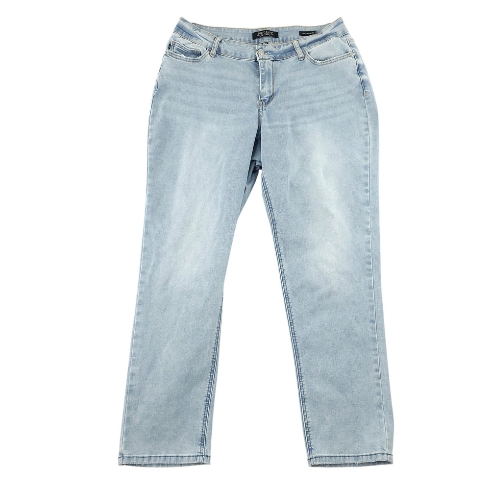 Judy Blue Boyfriend Jeans Womens 14W Blue Light Wash Mid Rise Stretch Denim